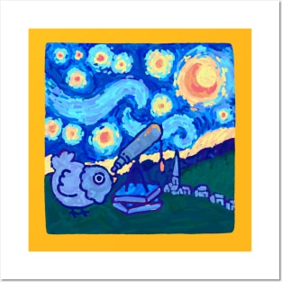 Starry nights pigeon Posters and Art